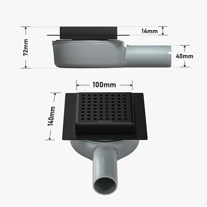 Duschrinne Quadrat 10 * 10cm, 360° Siphon mit Geruchsstop und Haarsieb Edelstahl Ablaufrinne Bodenab