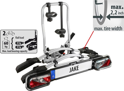 EUFAB 11510 Fahrradträger JAKE, E-Bike geeignet, teilweise vormontiert, erweiterbar, Diebstahlschutz