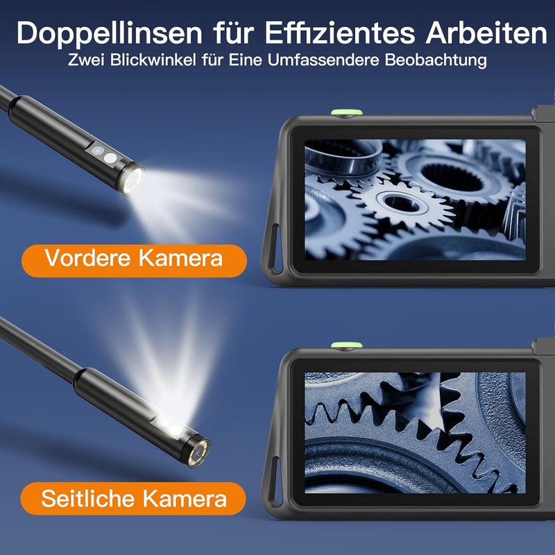 Selvim Endoskopkamera [Kein Handy, WiFi, App erforderlich], 4,5" 1080P Dual Lens Industrie Endoskop,