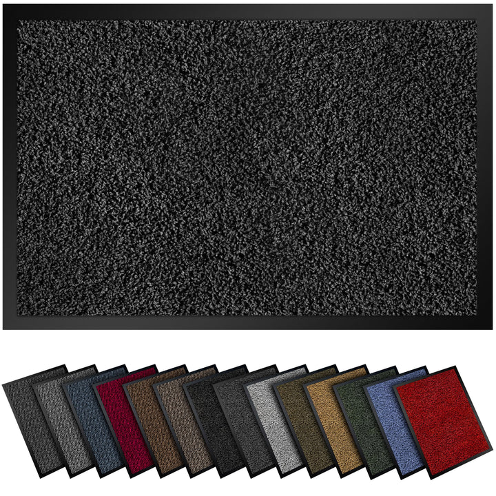 Hochwertige Fussmatte Anthrazit Schwarz 80x120cm gross für Innen & Aussen - Schmutzfangmatte rutschf