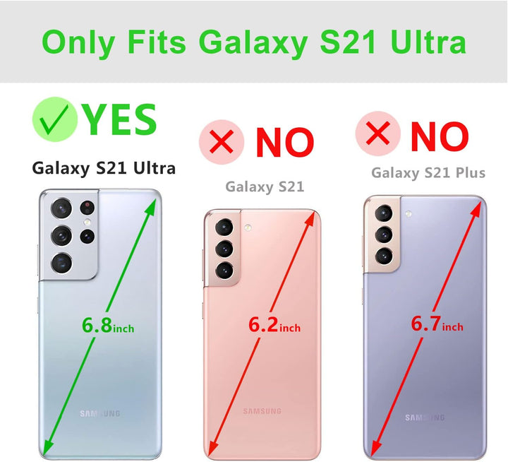 LENSUN Echtleder Hülle für Samsung Galaxy S21 Ultra, Handyhülle [Echtes Leder] [Magnetverschluss] [K