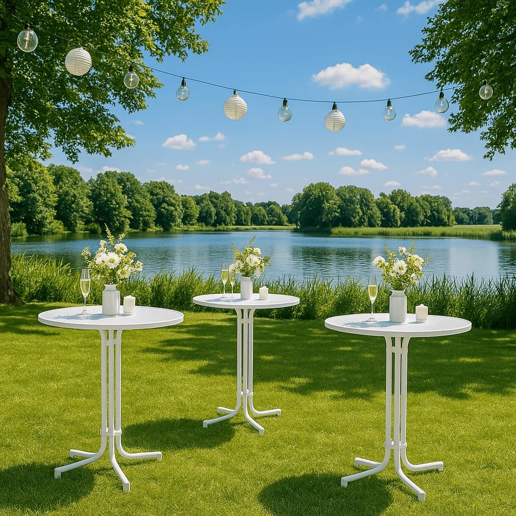 Eigentlich Stehtisch klappbar, Eventtisch Durchmesser 60/80 cm, optionale Husse, Partytisch Höhe 107