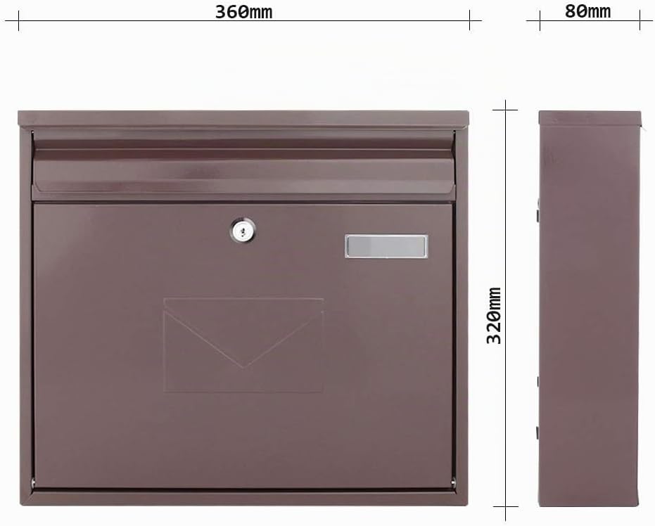 Rottner 4771 Briefkasten Teramo-braun-Zylinderschloss-Namensschild-beidseitiger Einwurf-Befestigungs