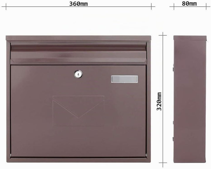 Rottner 4771 Briefkasten Teramo-braun-Zylinderschloss-Namensschild-beidseitiger Einwurf-Befestigungs