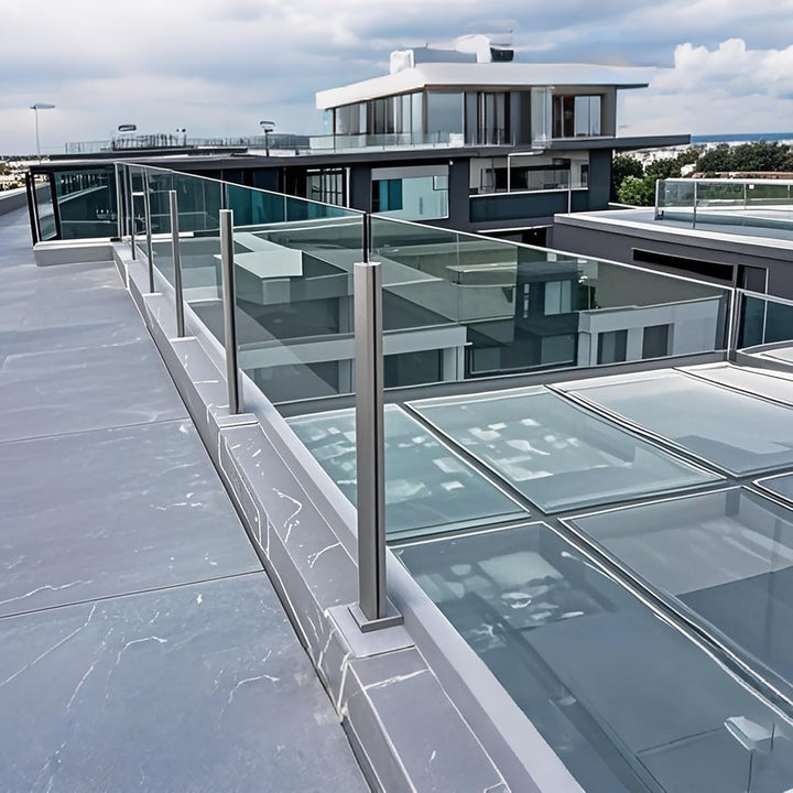 aus Edelstahl Glasgeländer pfosten mit Einsteckenden 90cm – Schwerlastbereich Glasmontageklemme für