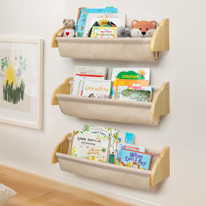 Gronda Wandregal Holz, 60 cm Bücherregal Kinder, Wandregal Kinderzimmer, Bücherregal Wandmontage für