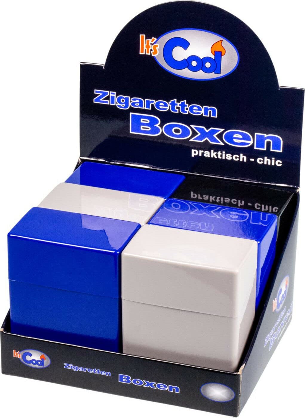6 x Zigarettenbox XXXL Mega BUNT für je 40 Zigaretten Etui Kunststoff Raucherbedarf mit Sprungdeckel