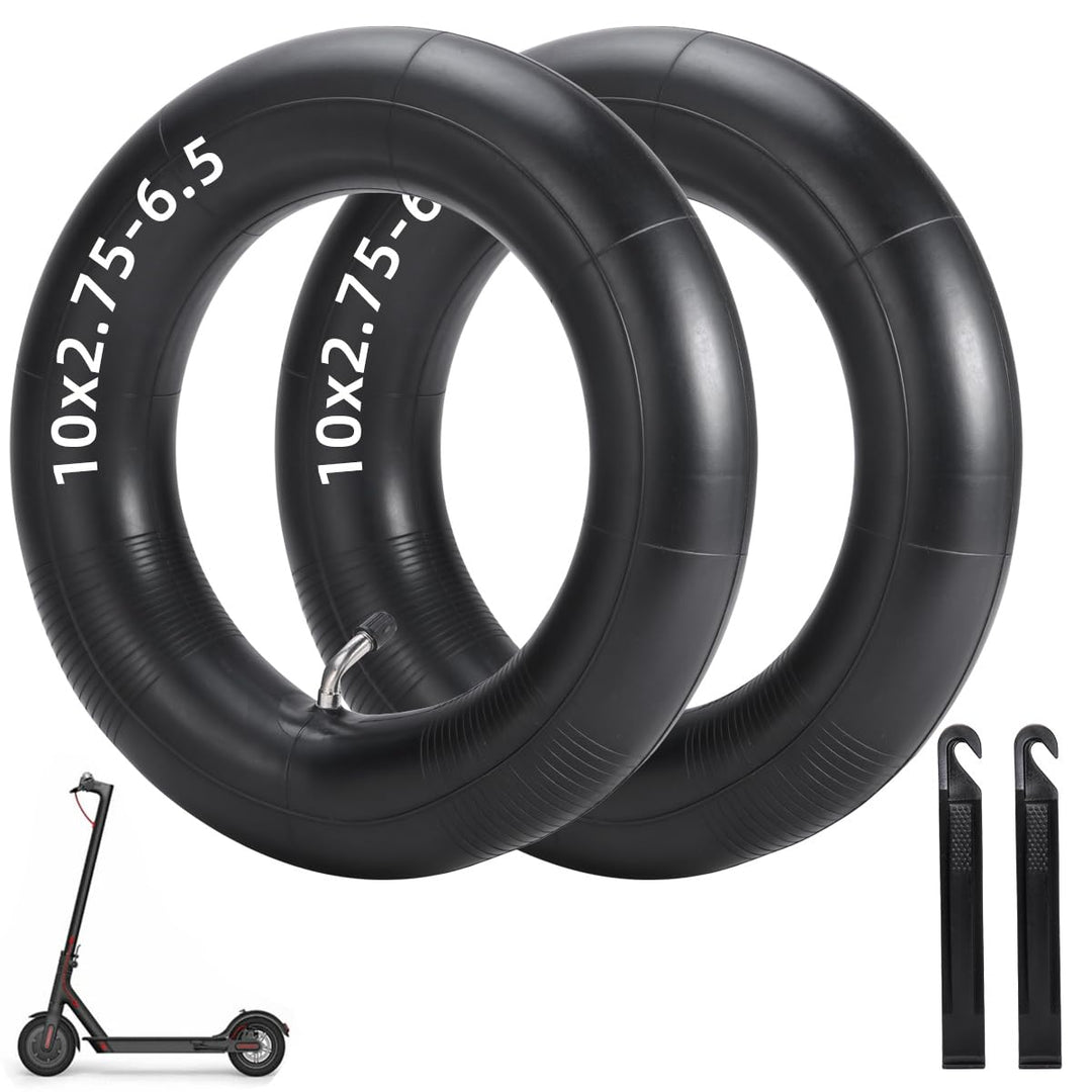 (2-Pack) 10x2.75-6.5 Thicker Inner Tubes with CR202 100°Angled Valve for Electric Scooters & Mini Bi