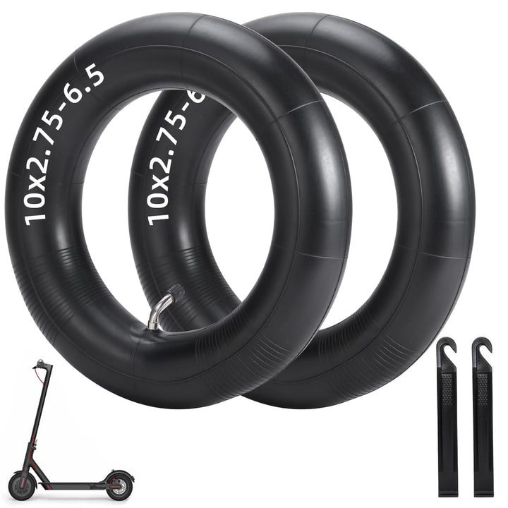 (2-Pack) 10x2.75-6.5 Thicker Inner Tubes with CR202 100°Angled Valve for Electric Scooters & Mini Bi
