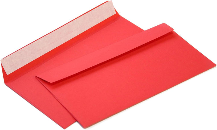 Briefumschläge DIN lang C6/5 114x229 mm rot 120 g/m² mit Fenster haftklebend (206AF) (500), 500