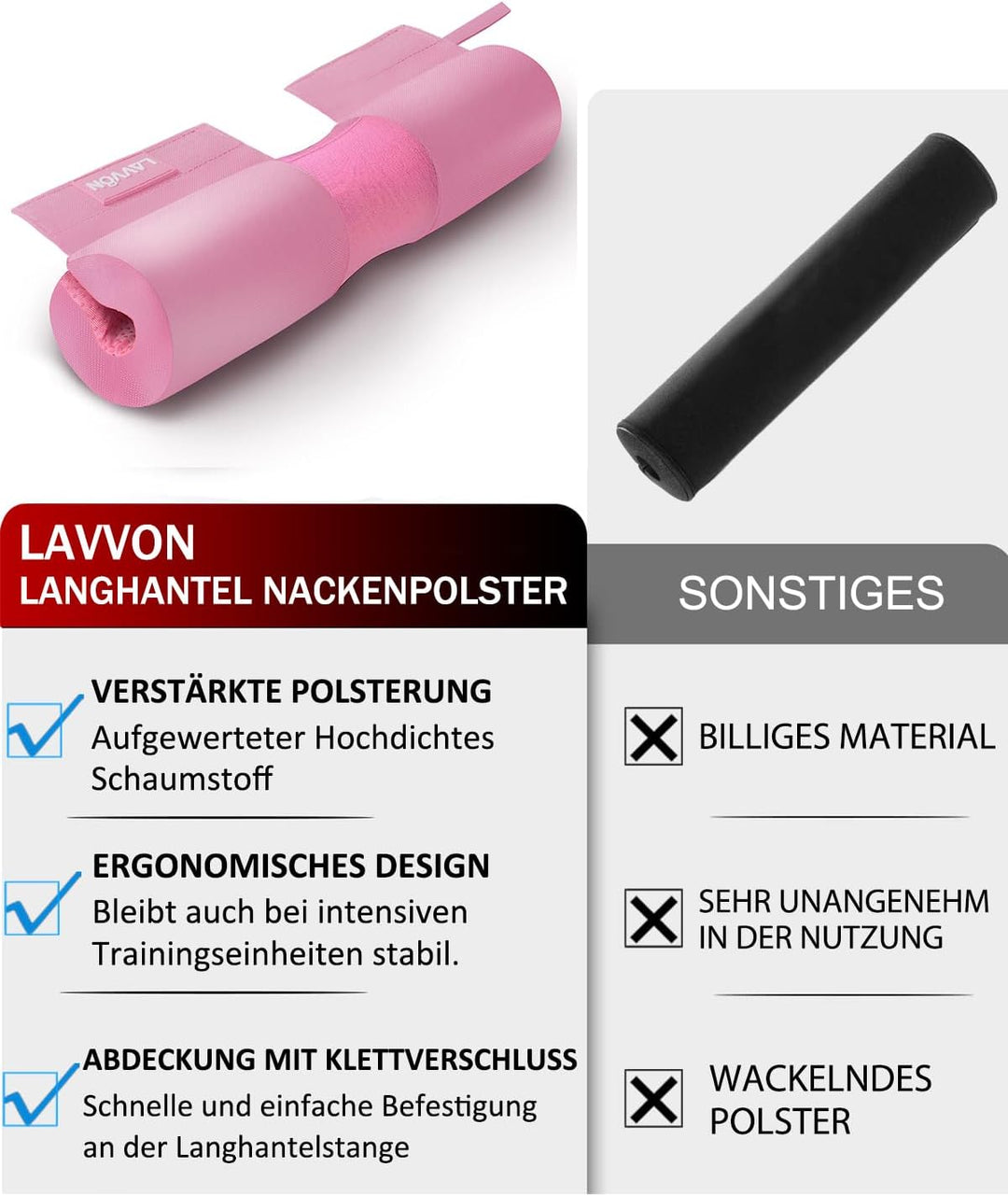 Langhantel Polster Nylon Padding AntiSlip- Hip Thrust Pad Polster für Langhantelstange - Hantel Nack