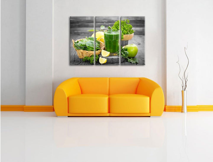 Pixxprint Gesunder Smoothie als Leinwandbild/Grösse: 3 Teilig (120x80) cm/Wandbild/Kunstdruck/fertig
