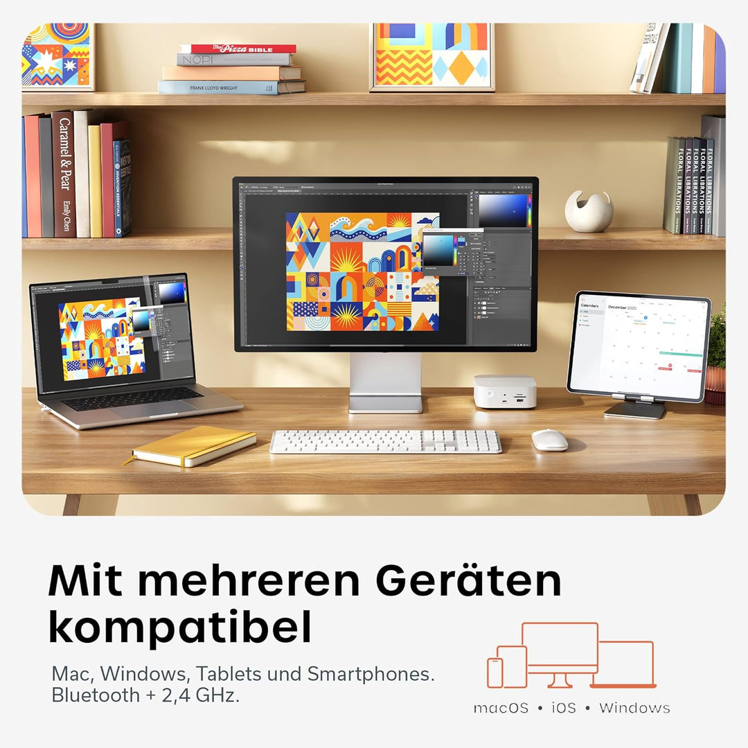 SATECHI Kabelloses Tastatur- & Maus-Set Slim CEX3, Bluetooth Multi-Geräte, USB-C-Empfänger, 𝗨𝗦-𝗘𝗡𝗚𝗟𝗜