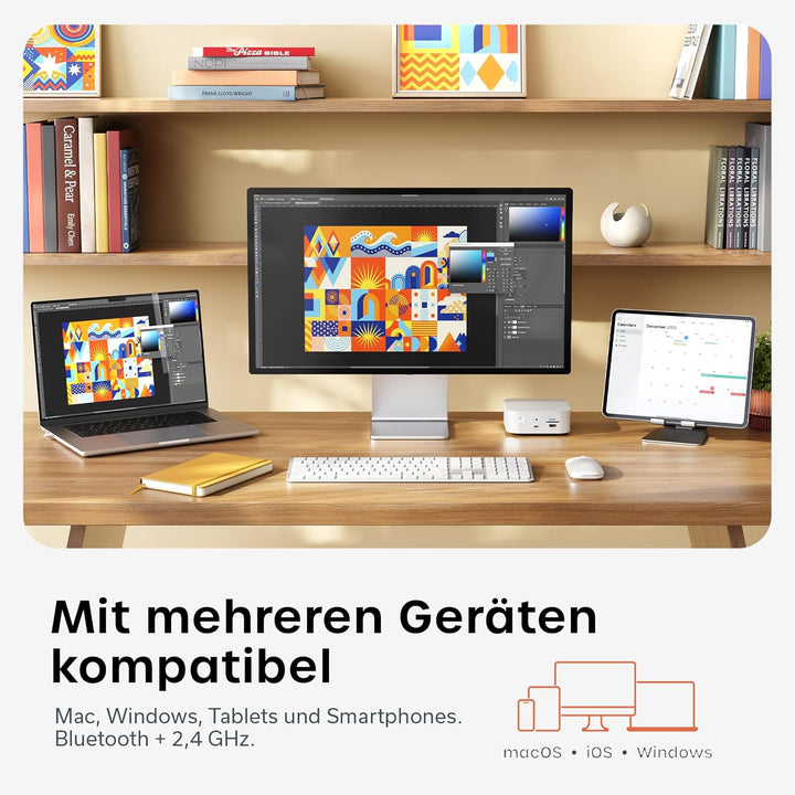 SATECHI Kabelloses Tastatur- & Maus-Set Slim CEX3, Bluetooth Multi-Geräte, USB-C-Empfänger, 𝗨𝗦-𝗘𝗡𝗚𝗟𝗜