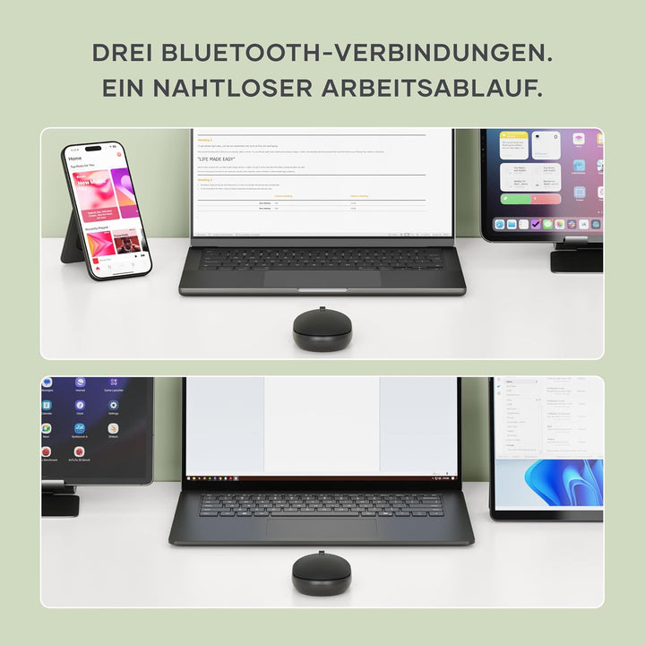 SATECHI OntheGo™ Bluetooth Computermaus, wiederaufladbarer USB-C Akku, Verbindung mit bis zu 3 Gerät