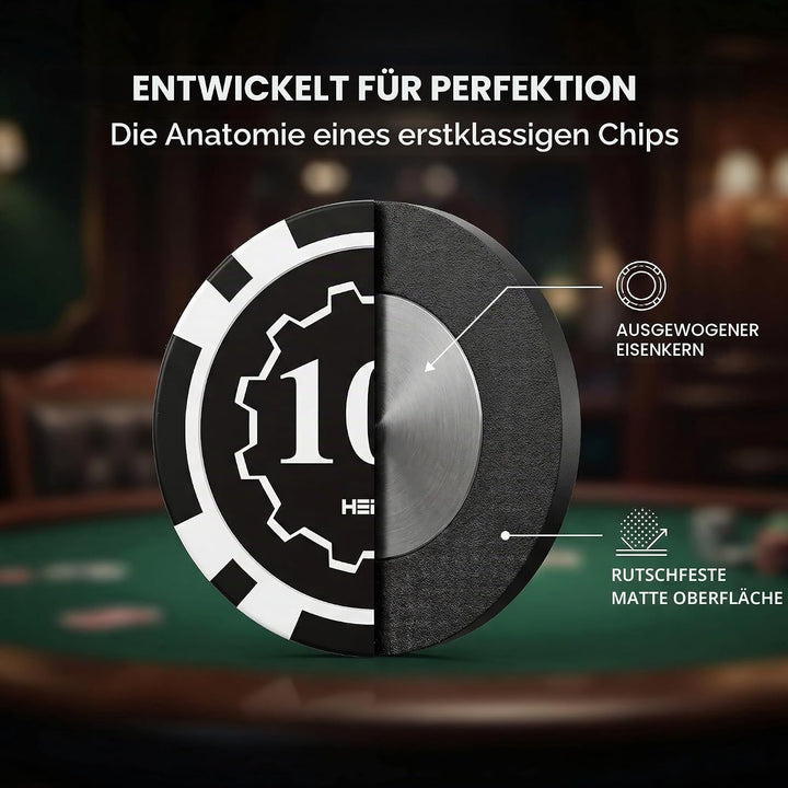 Poker-Set mit Wertigkeiten, 100 Stück 11,5-Gramm nummerierte Chips in Kartonverpackung von $1 bis $5