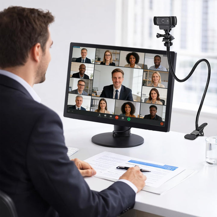 Webcam-Ständer, 27" Verstellbare Schwanenhals Desktop Kamera Mount Hoder, für alle Handys, Logitech