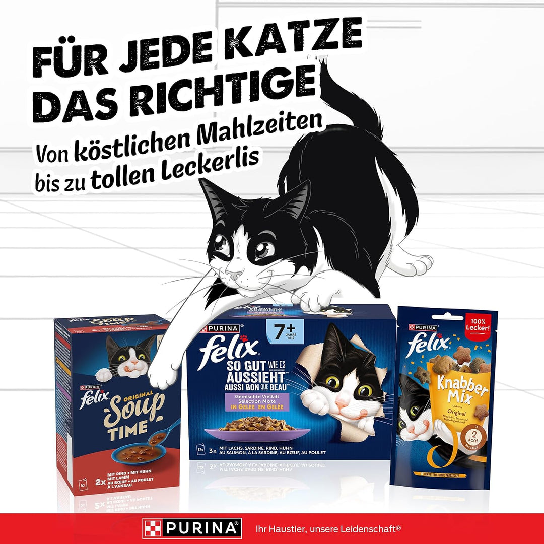 FELIX So gut wie es aussieht Senior Katzenfutter nass in Gelee, Sorten-Mix, 120er Pack (120 x 85g) S