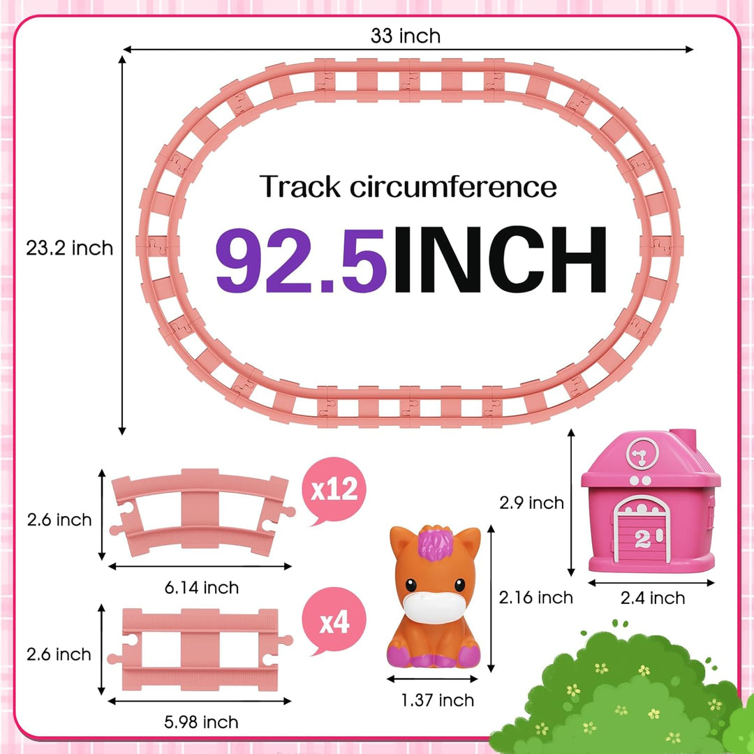Eisenbahn-Set in Rosa für Kleinkinder – Lernspielzeug ab 1 Jahr (ideal für 1-3 Jährige Mädchen), Sch