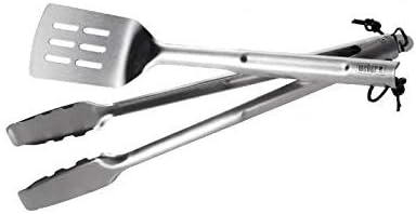 Weber 8302 Basic Grillbesteckset 2-tlg. aus Edelstahl, Grillzange und Grillwender Single, Single