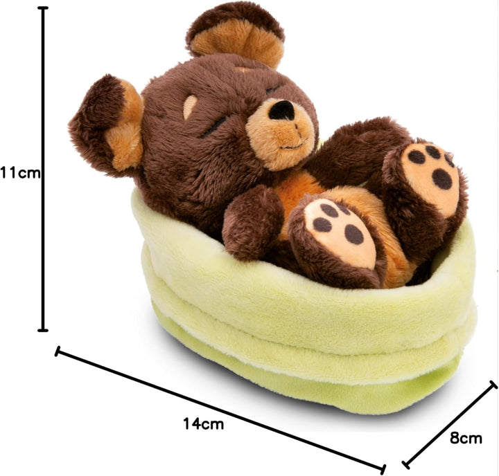 Kuscheltier Hund braun 12cm schlafend im Körbchen Hund Braun 0, Hund Braun 0