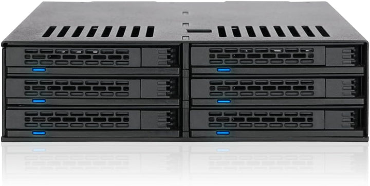ICY DOCK 6X 2,5" SATA/SAS HDD/SSD Wechselrahmen mit schraubenlosen Trays in 5,25" Schacht - ExpressC