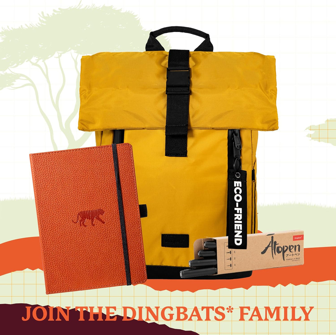Dingbats* - Notizbuch A5 Blanko, Hardcover aus veganem Leder mit Stifthalter und elastischer Gummiba