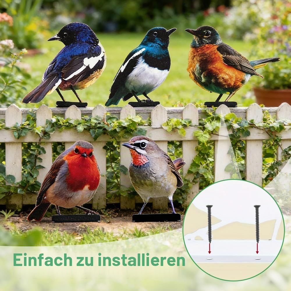 5 Stück Gartendeko Bemalte Vogel, Bunt Bemalte 2D Gartenkunst, Vogel Gartenstecker, Voge Deko Figure