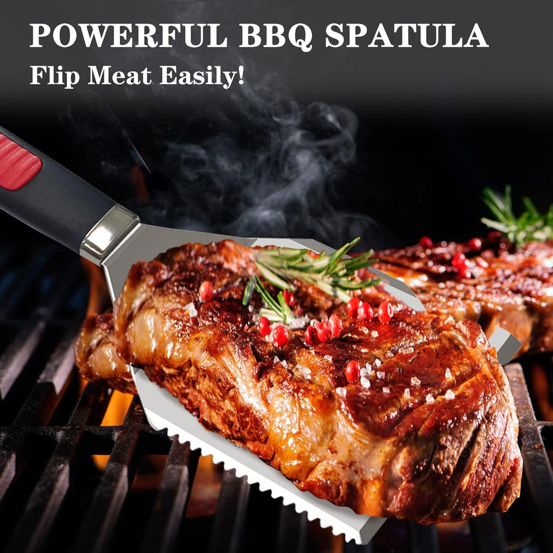 Grillspatel für den Aussengrill, 7-in-1-Grillwerkzeuge, Multifunktion Grillzubehör, Box-Paket, perfe