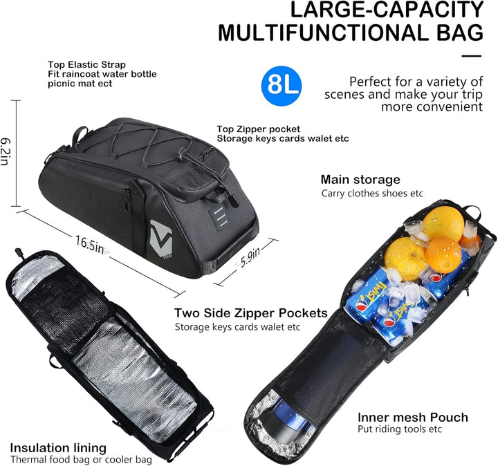 VERTAST Fahrrad Gepäckträger Tasche Wasserdicht Multifunktionale Packtasche für Fahrrad Sitz Outdoor