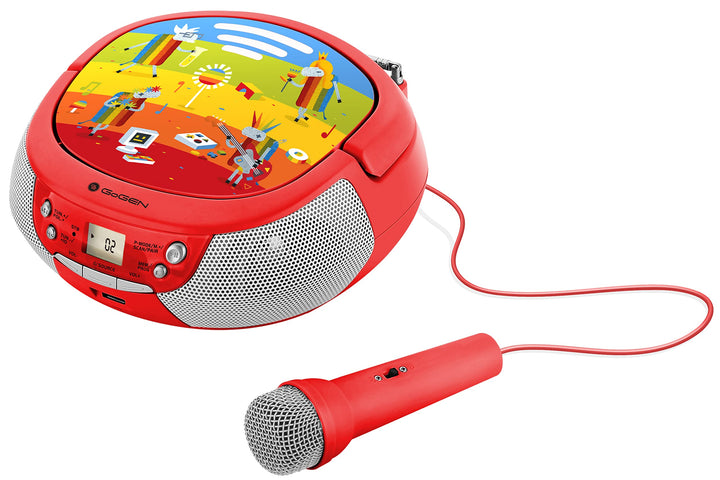 GOGEN Kinder CD Player I LCD Display I AUX I MP3 I Karaoke-Funktion I Tragbar I Batterie oder Netzte
