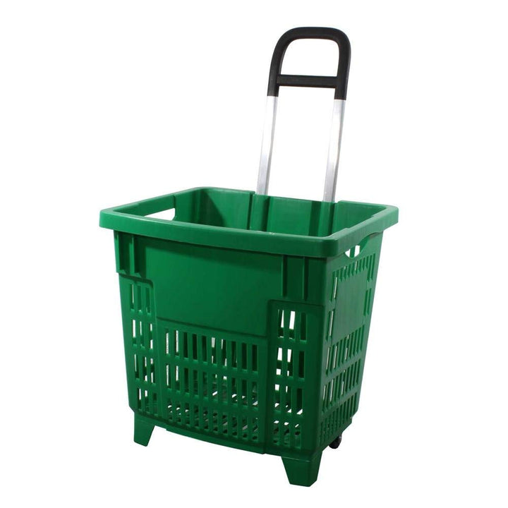 GERSO Einkaufstrolley 55 Liter grün mit Rollen ABS-Kunststoff Einkaufskorb fahrbar bunt, Grün