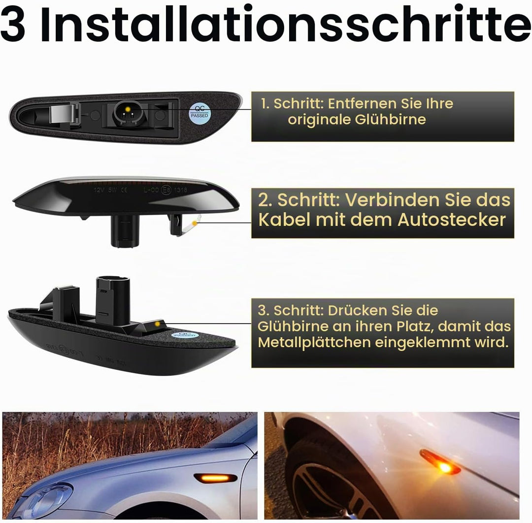 WinPower Seitenmarkierung Signal Licht anmachen Sequenzieller Blinker Fehlerfrei Kompatibel mit BMW