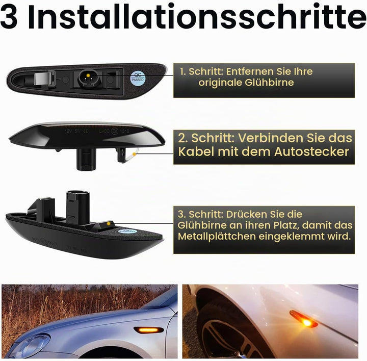 WinPower Seitenmarkierung Signal Licht anmachen Sequenzieller Blinker Fehlerfrei Kompatibel mit BMW