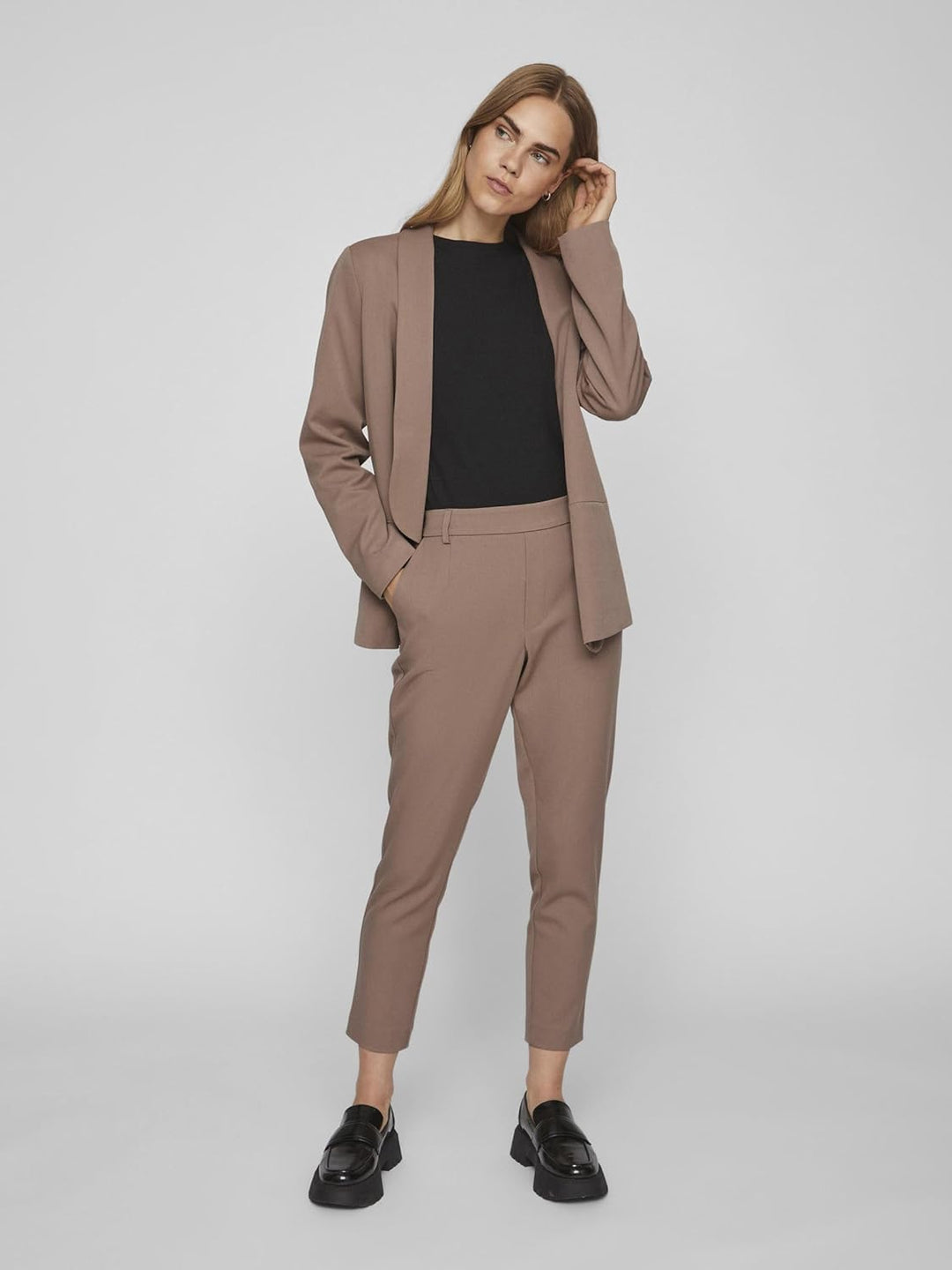 Vila Damen Vivarone Hw Slim Pant-Noos Stoffhose 34 Brown Lentil, 34 Brown Lentil