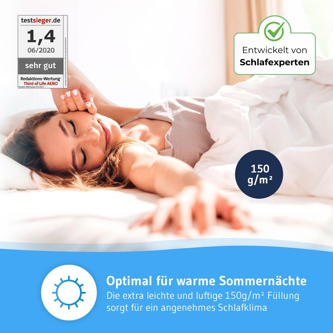 AERO ActiveClima 260x220 Sommerdecke mit innovativer OptiSleep®-Technologie | Luftige Steppdecke mit