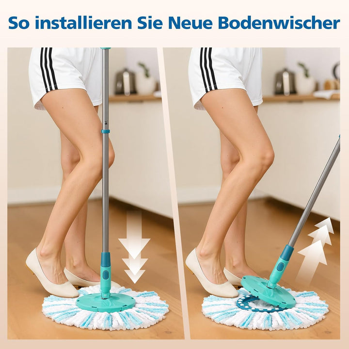 4 Stück Ersatzkopf Kompatible mit Leifheit CLEAN Twist Disc Mop Ergo/Leifheit CLEAN Twist Disc Mop M
