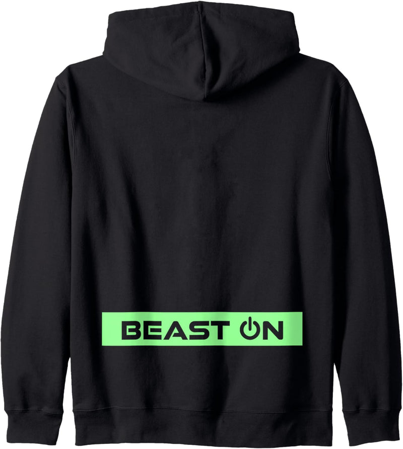 Beast ON Rücken Motiv hellgrüne Farbe Fitness Gym Motivation Kapuzenjacke