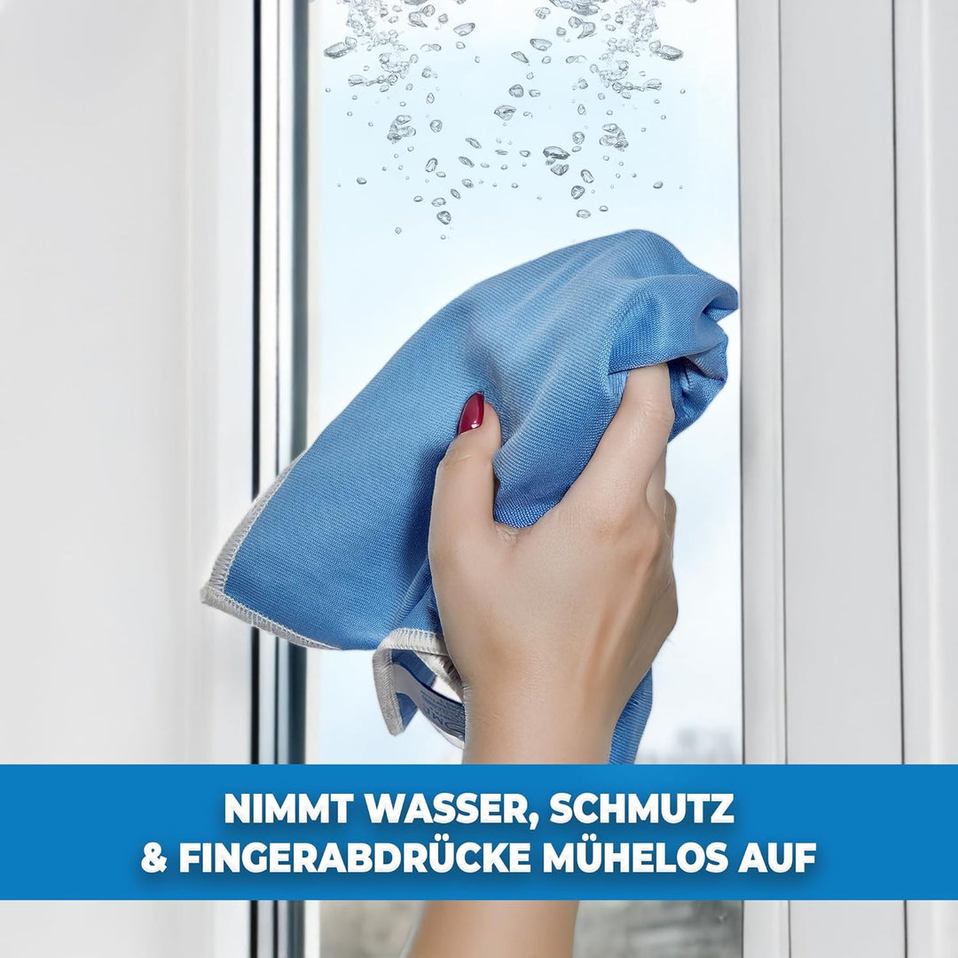 10X Microfaser Glastuch 40x40cm f. Nass- und Trockenreinigung von glatten Oberflächen | Fenstertuch