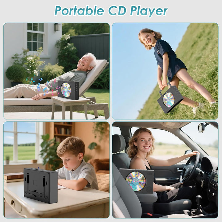 Gueray Radio mit CD Player Tragbar CD-Player Kinder Discman mit Bluetooth Lautsprecher Anzeige Unter