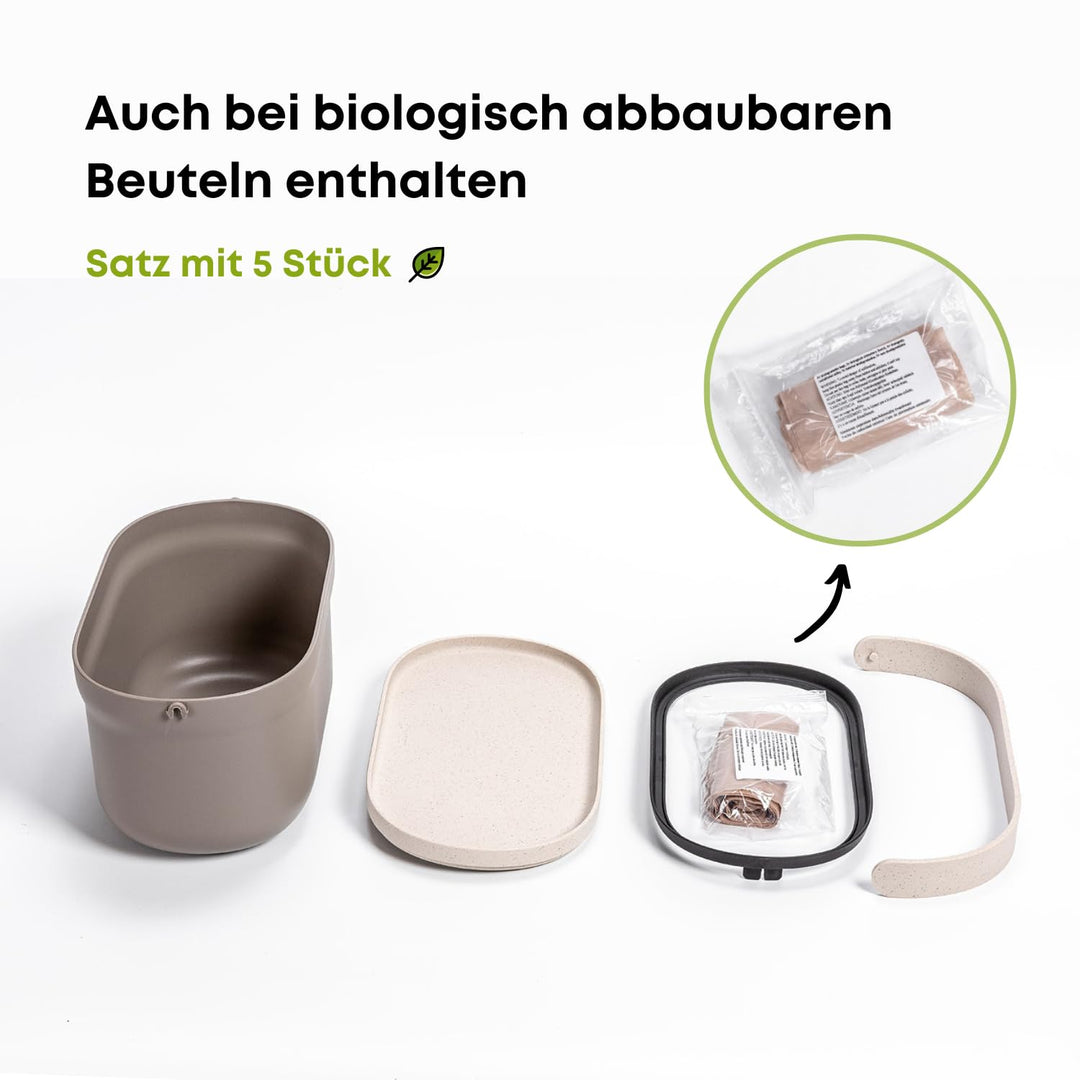 Urbalive Design Biomülleimer Küche 4L - Komposteimer Küche mit Deckel - Kleiner Mülleimer für alltäg