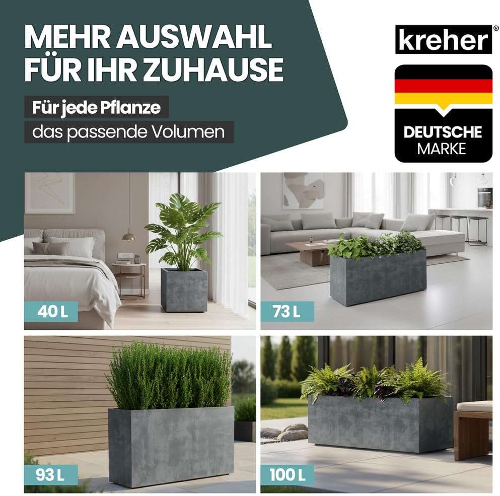 Kreher XL Pflanzkasten Millennium in verschiedenen Formaten und Farben. Tolle Naturstein Optik in Br