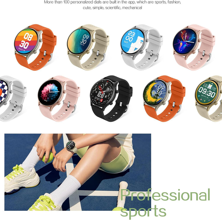 ZPIMY Smartwatch Herren Damen mit Telefonfunktion, 1,39” AMOLED 5ATM wasserdichte Fitnessuhr mit Tas