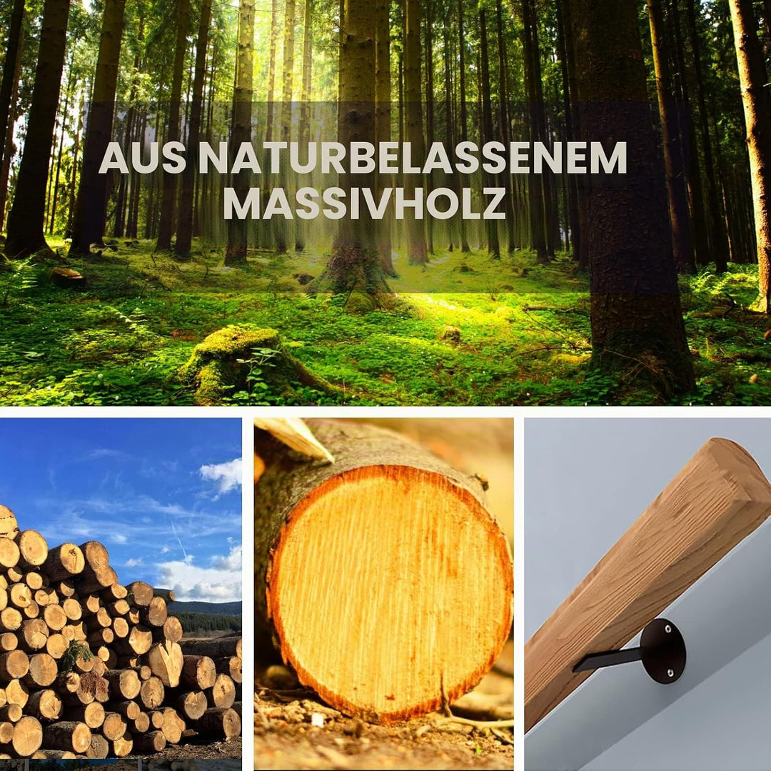 Handläufe für Treppen 30-600cm Holzhandlauf mit Halterungen, Rutschfeste Treppengeländer Stützstange