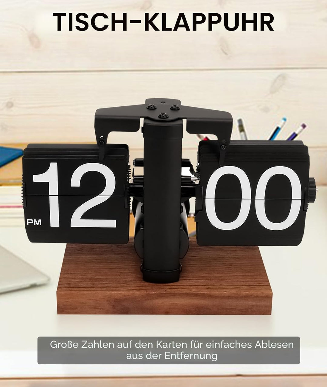 Yusat Retro-Flip-Uhr, Vintage-Tischuhr, digital, automatisches Drehen, batteriebetrieben, mechanisch