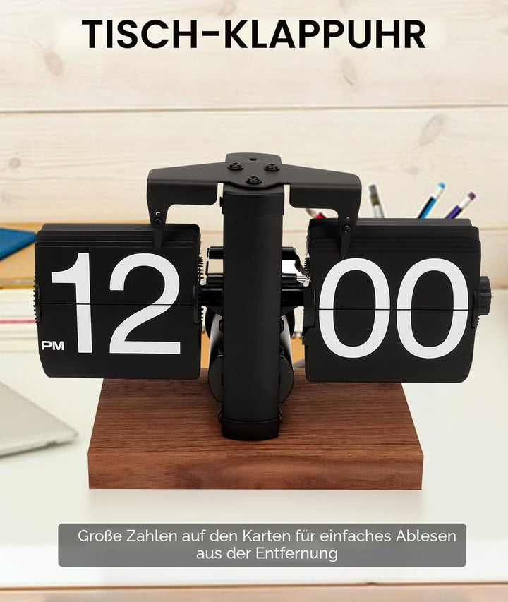 Yusat Retro-Flip-Uhr, Vintage-Tischuhr, digital, automatisches Drehen, batteriebetrieben, mechanisch