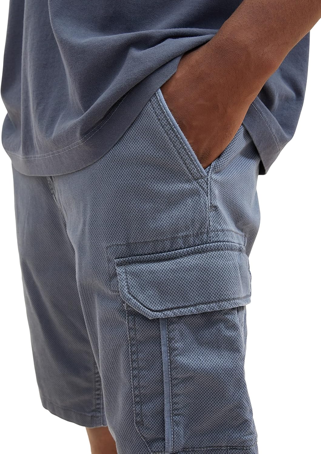 TOM TAILOR Herren Cargo Bermuda Shorts, 29 31272 - Blueish Grey Diamond Structure