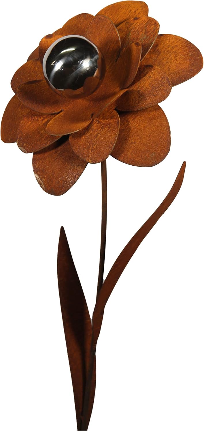 Bornhöft Gartenstecker Blume Metall Gartendeko Rost Edelrost rostiger Beetstecker 110cm Deko Rostfig