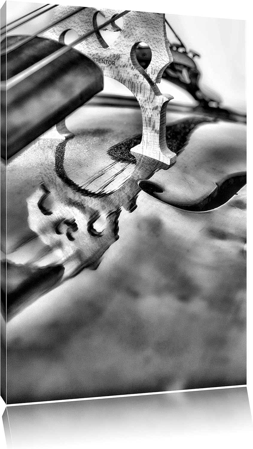 Monocrome, Cello, Format: 100x70 auf Leinwand, XXL riesige Bilder fertig gerahmt mit Keilrahmen, Kun