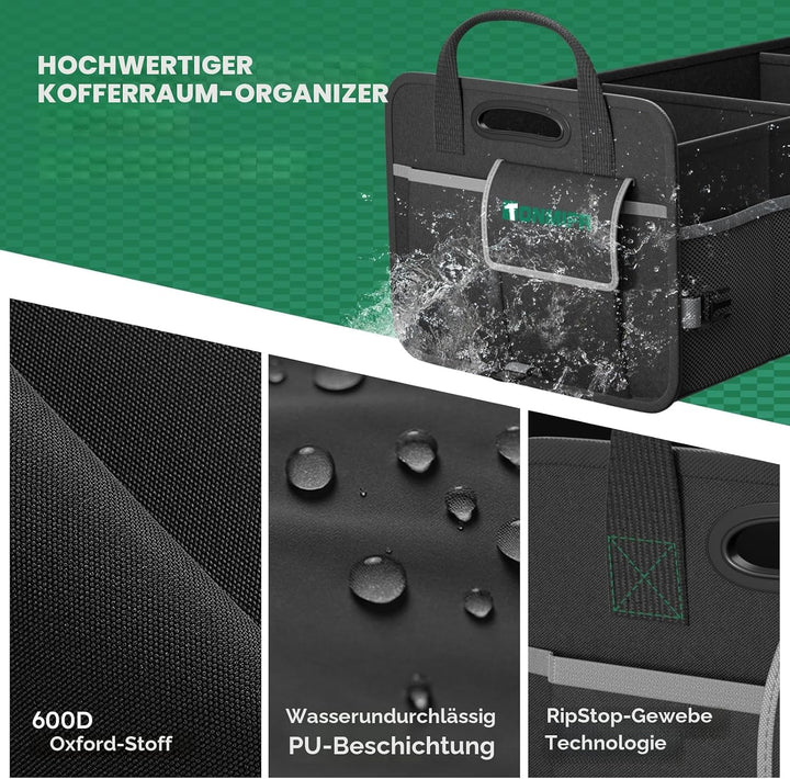 Robuster Kofferraum-Organizer mit grosser Kapazität, Multifach-Aufbewahrungsbox für SUV, Kombi &amp; Kle